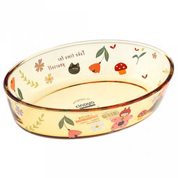 Машины мечты Форма стеклянная для запекания 1,5л, 25,8х18,3см h6см, овальная, боросиликатное стекло, с деколью, цвет - медовый (Китай) - Домашняя мода фото 2