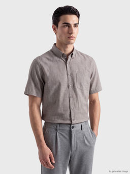 Regular Fit ?izgili Poplin Erkek G?mlek