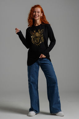 8544 Футболка с длинным рукавом женская (фольга)