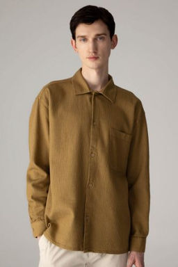 Oversize Genis Kal?p Polo Yaka Pamuklu Uzun Kollu Gomlek