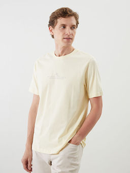 Bisiklet Yaka Bask?l? Penye Erkek Ti??rt