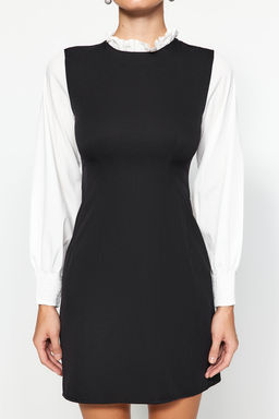 Trendyolmilla Siyah A Kesim Gomlek Detayl? Mini Dokuma Elbise TWOAW24EL00587  фото 6