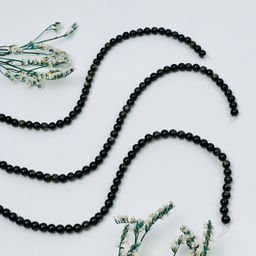 Бусины для украшений из золотистого Обсидиана (55 бусин)