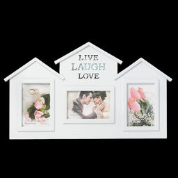 Фоторамка - коллаж на 3 фото 10?15 см Дом - жизнь. смех, любовь, пластик, белая, 33?54.5 см