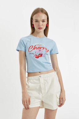 Классная футболка с короткими рукавами и круглым вырезом с принтом - Defacto фото 7