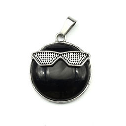 Подвеска Смайл 27мм с агатом черным