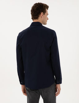 Lacivert Mikro Desenli Slim Fit Uzun Kollu G_mlek - Pierre cardin фото 5