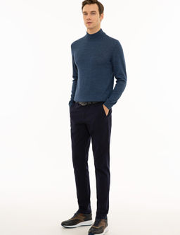 Lacivert Slim Fit Kanvas Pantolon