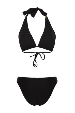 TRENDYOLMILLA Siyah Ucgen Aksesuarl? Parlak Regular Bikini Tak?m? TBESS25BT00012 фото 8