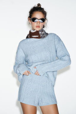 80% WOOL CABLE KNIT SHORTS SKI COLLECTION - Zara фото 2