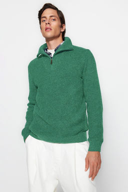 TRENDYOL MAN Ekru Regular Fit Yunlu Fermuarl? Bal?kc? Yaka Triko Kazak TMNAW22KZ0347 - Trendyolmilla фото 2