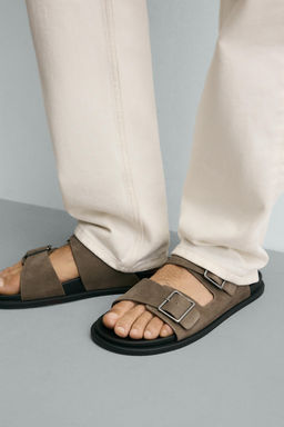 SANDALIA PIEL DOBLE TIRA / Gris Topo - Zara фото 3