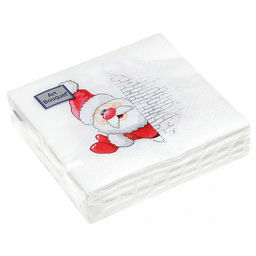 Салфетки бумажные "Art Bouquet" 20х20см, 2-х слойные, 30 штук в упаковке, 100% целлюлоза, "Дед Мороз" (Россия)