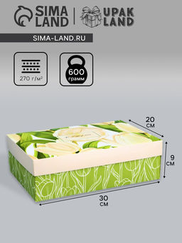 Цена за 5 шт. Коробка складная, крышка-дно, С 8 марта, 30?20?9 см без окна