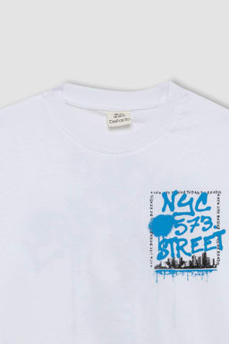 Футболка с короткими рукавами и круглым вырезом для мальчиков с принтом - Defacto фото 7