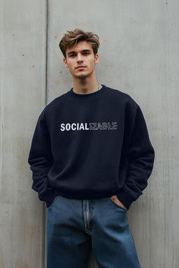 TRENDYOL MAN Lacivert Oversize/Genis Kesim Slogan Bask?l? Ici Polarl?/S?cak Tutan Sweatshirt TMNAW23SW00478 - Trendyolmilla фото 10