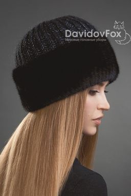 ВИДЕООБЗОР шапка Адель норка трикотаж блэк