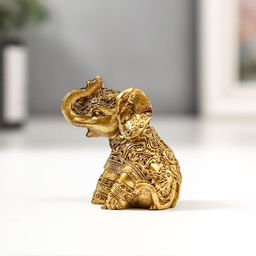 Набор фигурок полистоун «Золотые слоники, рисунки на попоне», 6 шт., 4.7×5.5×3 см