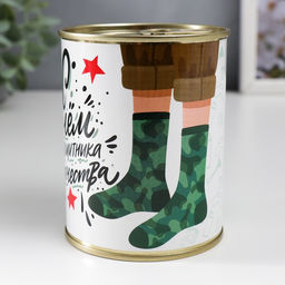 Носки мужские в банке «С Днём защитника Отечества», подарочные, чёрные, 43-45 р-р