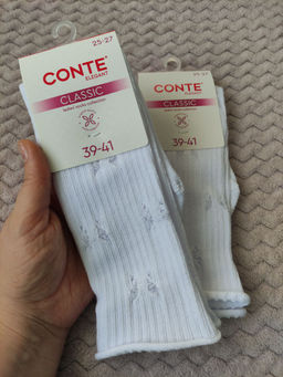 Цена за 2 пары. Носки классические CONTE CLASSIC Носки женские хлопковые (ажурные, без резинки) - Conte elegant фото 9