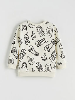 Bask?l? Erkek ?ocuk Kal?n Sweatshirt