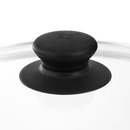 "ДМ" Крышка стеклянная д18см h5,5см, жаропрочное стекло, ободок из нержавеющей стали, пароотвод, пластиковая ручка-кнопка (Китай)