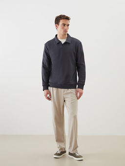 Polo Yaka Uzun Kollu Erkek Sweatshirt