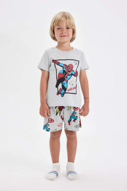 Пижамный комплект из чесаного хлопка с длинными рукавами и шортами для маленьких мальчиков из комиксов Marvel