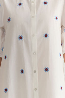 TRENDYOLMILLA Ekru Cicek Nak?sl? Midi Dokuma Gomlek Elbise TWOSS25EL00039 фото 4