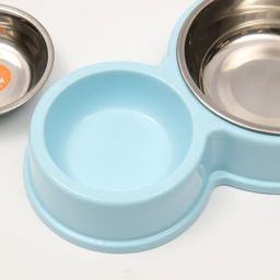 Миска металлическая двойная на пластиковом основании, 2817.35 см, голубая - Пижон фото 7