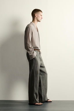 CAMISA FLUIDA RELAXED FIT / Rayas marrones
