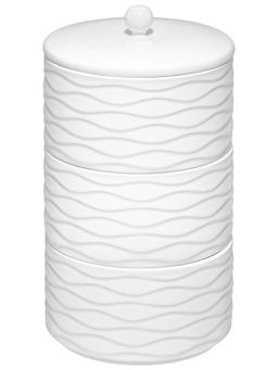 Банка д/хранения 3-х секционная 400 мл 11,5*11,5*21 см "Айсберг волны" с крышкой, фарфор