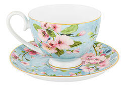 Чайн. наб. 12 пр. 300 мл Яблоневый цвет на голубом на ножке, NEW BONE CHINA - Elan gallery фото 5