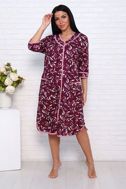 Халат женский на пуговицах с карманами, бордо (958-1) - Плиона фото 6