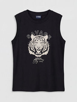 Bisiklet Yaka Bask?l? Erkek ?ocuk Atlet