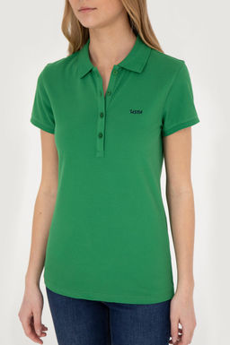Женская зеленая базовая футболка с воротником-поло - U.s. polo assn фото 13