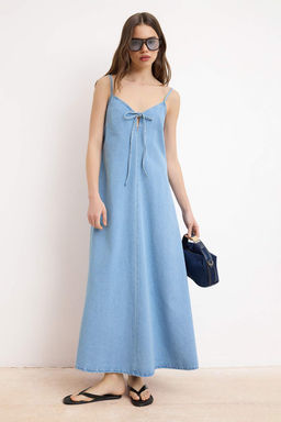 Mavi Tencel Kar?s?ml? Ask?l? Maxi Denim Elbise TWOSS26EL00557 - Trendyolmilla фото 2