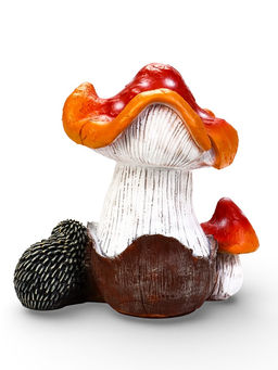 Садовая фигура «Гриб-мухомор с ежами» из полистоуна, 40×32×40 см