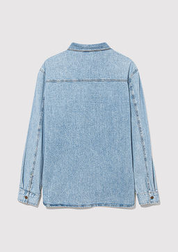 Tyler Regenerative Ac?k Mavi Denim Jean Gomlek  фото 9