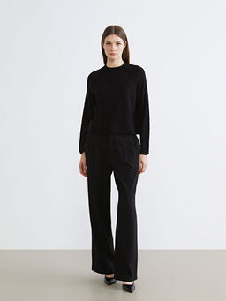 Bisiklet Yaka Kendinden Desenli Kad?n Triko Kazak