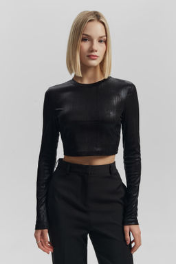 Лонгслив укороченный с блестящим покрытием - Mollis фото 3