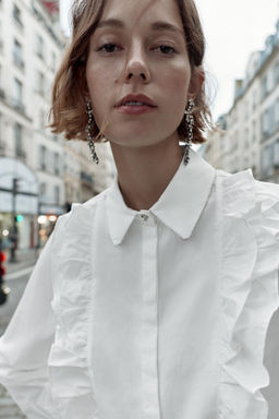 POPLIN SHIRT WITH BEADED LAPEL - Zara фото 2