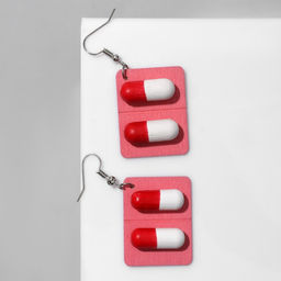 Серьги ассорти Пилюли любви, цвет красно-белый в серебре - Queen fair фото 3