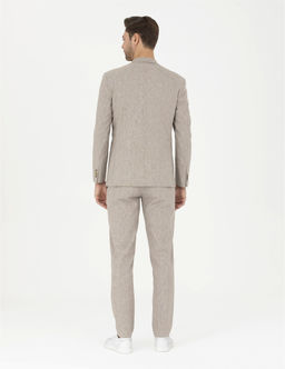 A__k Kahverengi Ex. Slim Fit Keten Kar___ml_ Kuma_ Pantolon