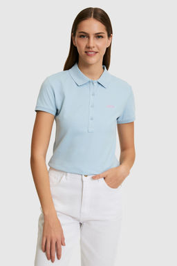 Kad_n A__k Mavi Polo Yaka Basic Ti__rt