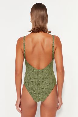 Yesil V Yaka S?rt Dekolteli Simli Normal Paca Mayo TBESS23MA00222