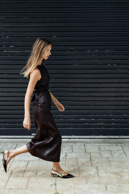 LEATHER SLINGBACK SHOES - Zara фото 14