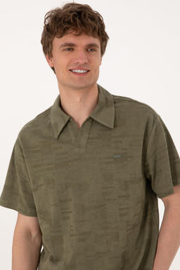 Erkek Comfort Fit Ka__k Yaka Koyu Haki Ti__rt Sepette S_rpriz _ndirim - U.s. polo assn фото 2