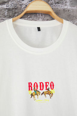 TRENDYOL MAN Siyah Oversize/Genis Kesim Rodeo Bask?l? T-Shirt TMNSS25TS00135 - Trendyolmilla фото 7