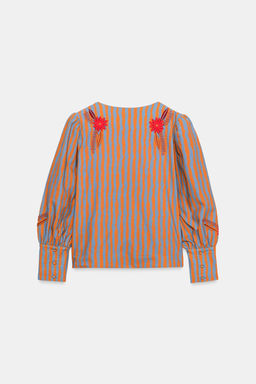 CHAQUETA RAYAS BORDADOS FLORES / Naranja - Zara фото 6